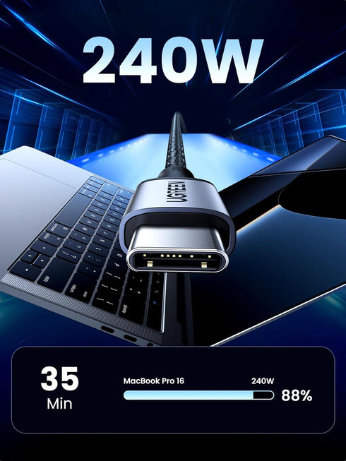 UGREEN 240W USB C to USB C Cable, Fast Charging USB C Cable for iPhone 15 Pro Max, Samsung Galaxy S24/S23, MacBook Pro/Air, iPad Pro/Air/Mini, Dell XPS, 3.3FT by UGREEN