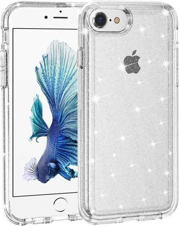 TENOC Phone Case for iPhone 6 Plus & 6s Plus, Glitter Clear Sparkling Protective Bumper Cover for Girls Women