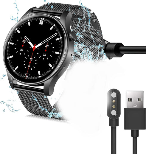 Compatible with VKAROOD Smart Watch Charger, Lamshaw Magnetic USB Charging Cable Replacement Charger Compatible for VKAROOD KC88 1.43 Inches Smart Watch (2 Pack-Black+White)