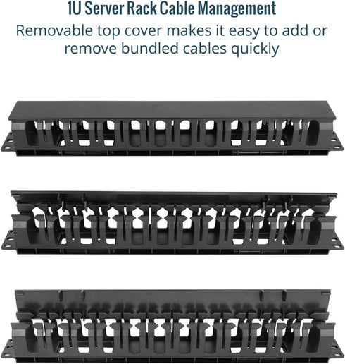 Tecmojo 2 Pack 1U Cover,2.6 12 19 inch Server Rack Horizontal Cable Management with Depth Plastic Cable Manager,Rack