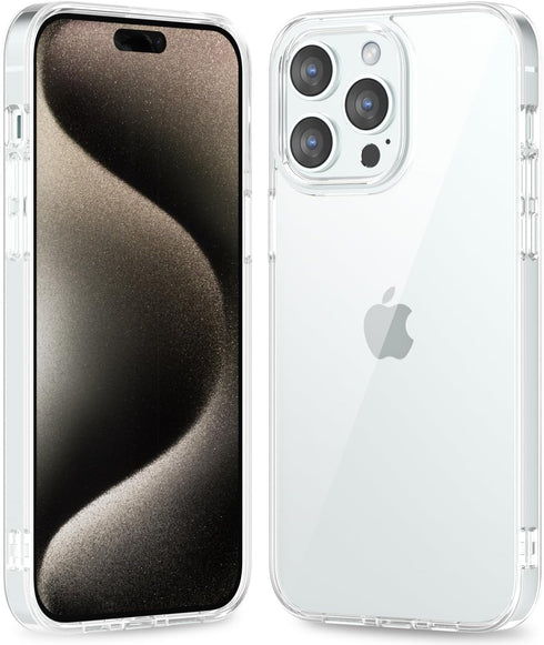 oakxco Transparent Hybrid Hard Shell Plastic & Soft Silicone Rubber Bumper Case for iPhone 15 Pro Max, Lightweight