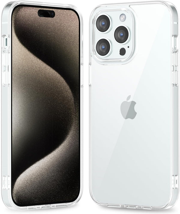oakxco Transparent Hybrid Hard Shell Plastic & Soft Silicone Rubber Bumper Case for iPhone 15 Pro Max, Lightweight