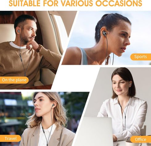Black Wired Earbuds with Mic, in-Ear Earphones Build-in Microphone HiFi Stereo Headphones for iPhone iPad Android Mp3