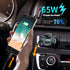 USB C Car Charger, 3-Port Fast Car Charger PD3.0 & QC3.0 with LED Digital Display, Cigarette Lighter Fast Charging