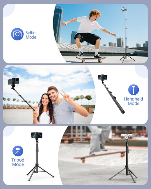 EMART 62 Cell Phone Tripod Stand, Adjustable Floor Cellphone Tri Pod Holder with Remote for iPhone and Android