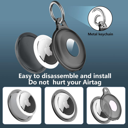 2 Pack IPX8 Waterproof AirTag Keychain Holder Case, Lightweight Anti-Scratch Soft Full-Body Shockproof Holder for