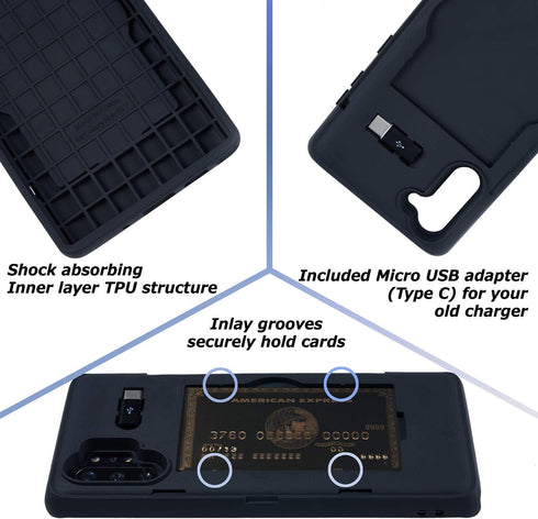 TORU CX PRO Case for Galaxy Note 10 with Card Holder, Slim Protective Cover with Hidden Wallet Flip Slot, Black
