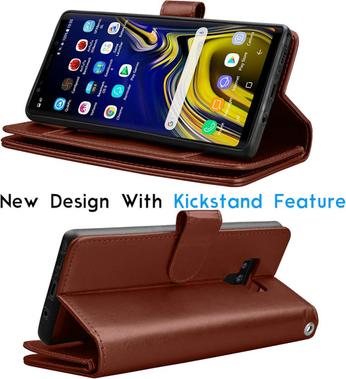 Tekcoo Galaxy Note 9 Case, PU Leather Wallet Case, ID Cash Credit Card Slots Holder, Detachable Magnetic Hard Case