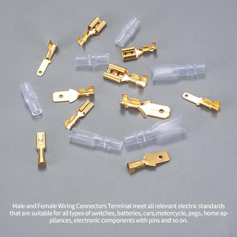 600 Pcs 2.8mm 4.8mm 6.3mm Male and Female Wire Spade Connectors and Insulating Sleeve Kit, Car Audio Speaker Bullet