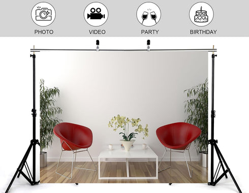 KeyWork 7x7ft Modern Red Accent Chairs Backdrop Contemporary Interior Photography Background for Minimalist Party