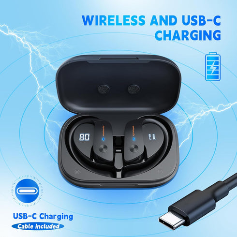 Wireless Headphones - Bluetooth 5.3 TWS Earphones Sports Wireless Headphones, IPX6 ENC Voice Button Type for iPhone,