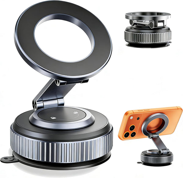 MOGU Vacuum Magnetic Car Phone Holder 118LBS Strong Suction + 2800gf Magnet, 360