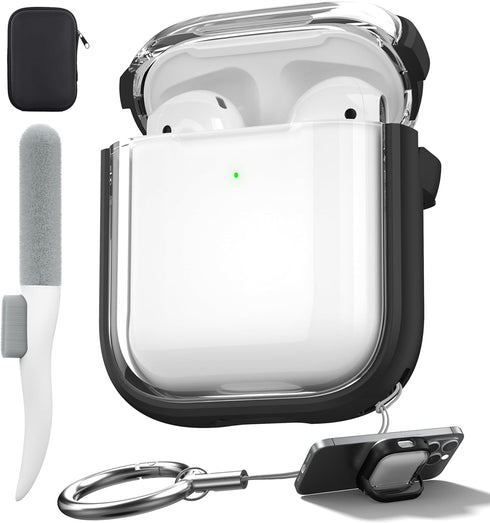 Valkit Compatible Airpods 2nd Generation Case Cover Clear, with Lock & Cleaner Kit, Soft Shockproof Case for Airpods 2/1