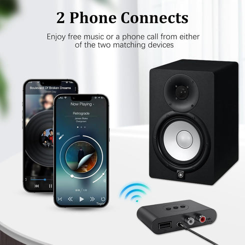NFC Enabled Bluetooth Audio Receiver, Bluetooth 5.2 Wireless Adapter for Home/Car Stereo, Handsfree Calls, RCA AUX