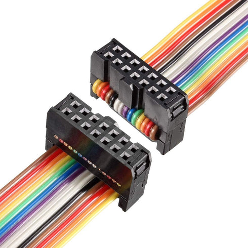 uxcell IDC Rainbow Wire Flat Ribbon Cable, 14P D-type FC/FC Connector, 1m Length