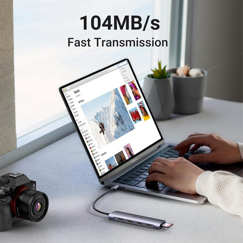 UGREEN Revodok USB C Hub 6 in 1, 4K HDMI, 3 USB 3.0 Ports, SD/TF Card Reader for MacBook Pro, iPhone 16
