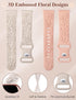 TOYOUTHS 2 Pack Compatible with Fitbit Versa 2/Versa Lite Bands, Floral Engraved Soft Silicone Dressy Replacement Strap