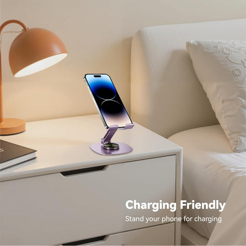 FANCYCOLLECTION 360 Rotating Metal Phone Stand - Adjustable Mobile Kickstand for All Smartphones, Compatible