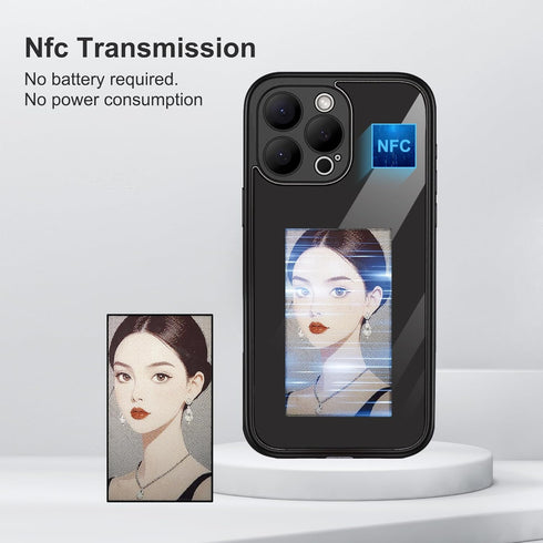 Smart Ink Black Screen Projection Phone Case for iPhone 13 Pro Max, Customizable Ink Screen Back Cover