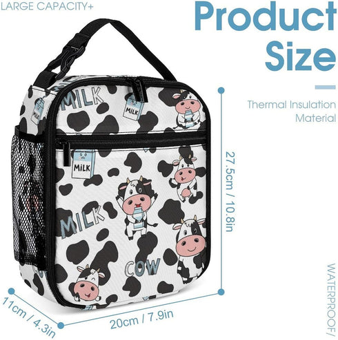 100% BLUE COLLAR Backpack Set Daypack Set Backpack Laptop Milk Cow Print Bookbag with Lunch Bag & Storage Bag