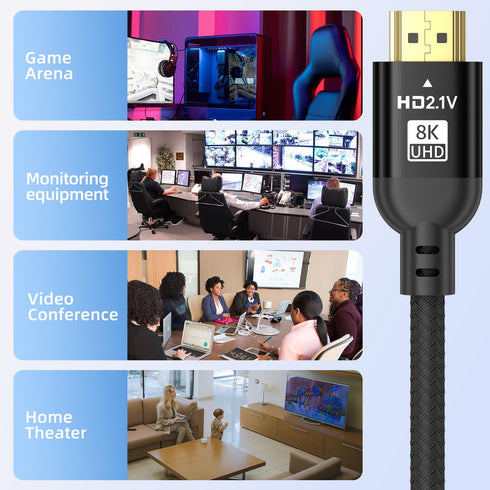 8K 6.6FT 2.1 8K@60Hz 4K@120Hz, 3D PS4/PS5 Diyanisly Hdmi Cable Ultra, High Speed HDMI Cable, Support ARC, Ethernet