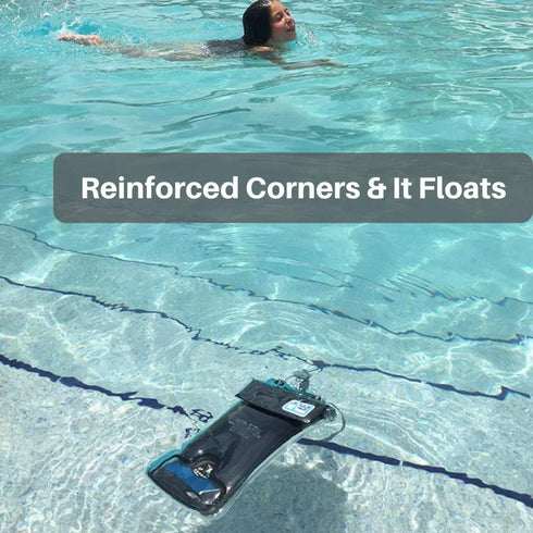 AquaVault 100% Waterproof Floating Smart Phone Case & Money Pouch, Fits All Phones, Heavy Duty PVC, Adjustable Neck