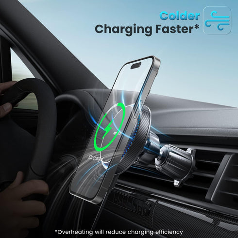 APPS2Car Wireless Car Charger with 15W Fast Charging for Magsafe Car Vent Mount, Compatible with iPhone 15/14/Magsafe