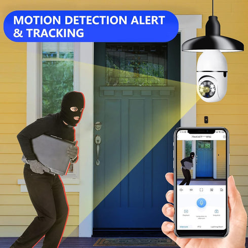 5G Light Bulb Security Camera, Wifi Dual Band, 360 Degree 1080P Indoor Camera with Auto Tracking and Smart Dome