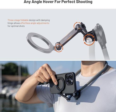 PGYTECH 360/Action 6/5 4/3/Xtra Insta360 X5 CapLock Quick Release Magnetic Neck Mount, Hand Free POV/Vlog Neck Holder