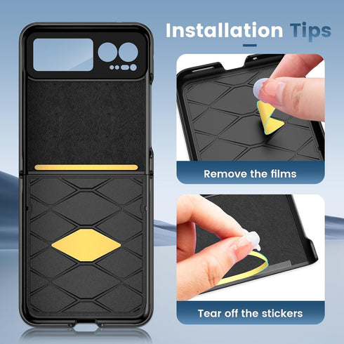 VEGO Black Case for Motorola Razr 2023 - Shockproof, Full Body, Hinge Protection, Built-in Screen Protector & Kickstand.