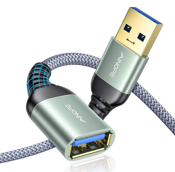 AINOPE USB 3.0 Extension Cable 2 Pack (3.3FT & 6.6FT) - Braided, Fast Data Transfer, Compatible with Keyboard, Mouse,