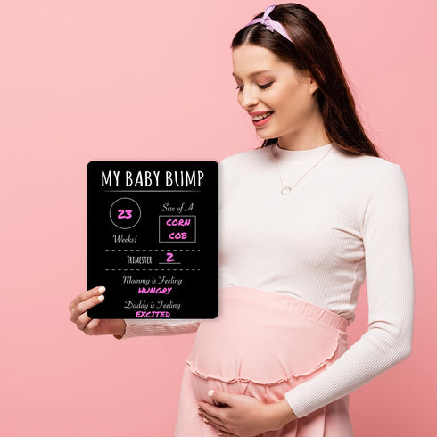 Pregnancy Timeline Sign/My Baby Bump Infant Chalkboard Style Milestone Photo Prop Board, 10" x 12" Baby Shower Present
