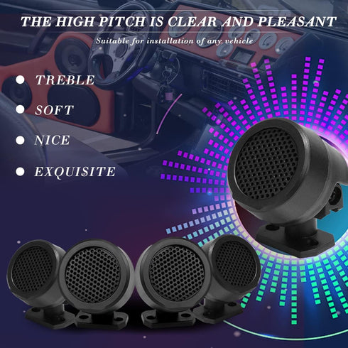 FERCAISH 4 Pcs 500W Car Speaker, TP-006A High Power Stereo Car Tweeter, Vertical Round Easy to Install Speakers for