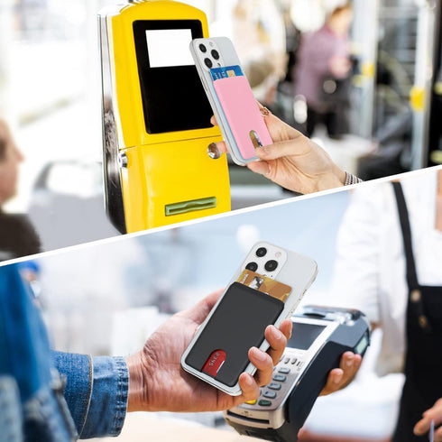 Senose Phone Card Holder, 4 Pack Stick On Wallet for Back of Phone, Compatible for iPhone, Android Phones