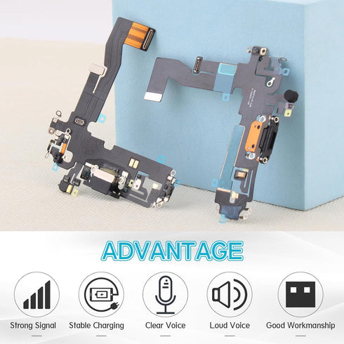 YWLRONG Replacement for iPhone 12 Charging Port Dock Connector, USB Charger Board Flex Cable Assembly with Repair Tools