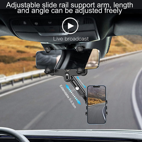 360° Rotatable and Retractable Car Phone Holder, Adjustable Mount for All Mobile Phones