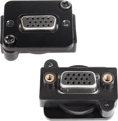 QIANRENON DB15 Panel Mount Straight Through Connector VGA Female to Female Panel Socket Converter 3 Row 15 Hole VGA Panel Coupler, Transmits Analog Video Signal 1080P