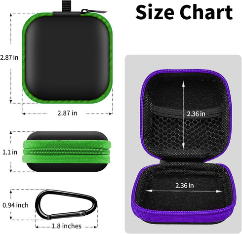MOLOVA 2Pack Square Earbud Case with Carabiner, Portable EVA Storage Bag for Earphone, Earbud, Earpieces, SD Card