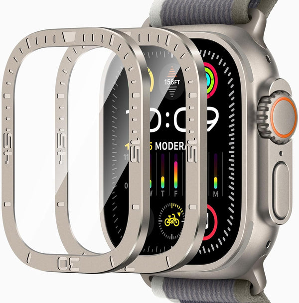 Apple Watch Ultra 2 Screen Protector 49mm - 2 Pack, Touch Sensitive, Anti-Scratch HD Tempered Glass with Titanium Alloy