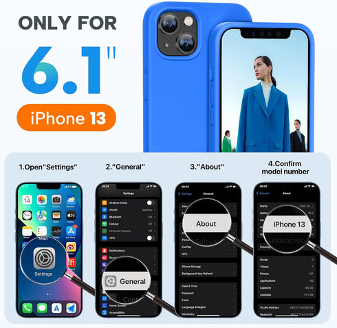 Miracase Designed Case for iPhone 13, Shockproof Liquid Silicone Rubber with Tempered Glass Screen Protector - 6.1 inch