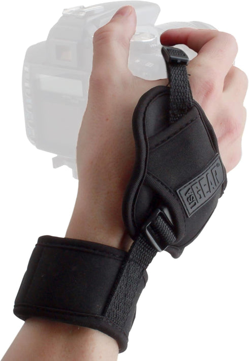 USA GEAR DualGRIP Professional Grip Camera Wrist Hand Strap, Neoprene Design, Compatible with DSLR, Mirrorless, Point &