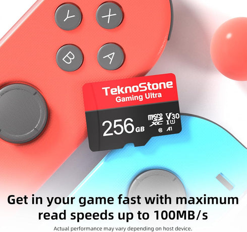 Teknostone 128GB 100MB/s 50MB/s C10 U3 V30 A1 1 (1 Pack) Gaming MicroSDXC Flash Memory with Adapter Read Write Speed