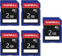 EASTBULL 5-Pack 2GB Class 6 SD Card U1 V30 SDHC Memory Card for Camera, Full HD Video with Mini Cases