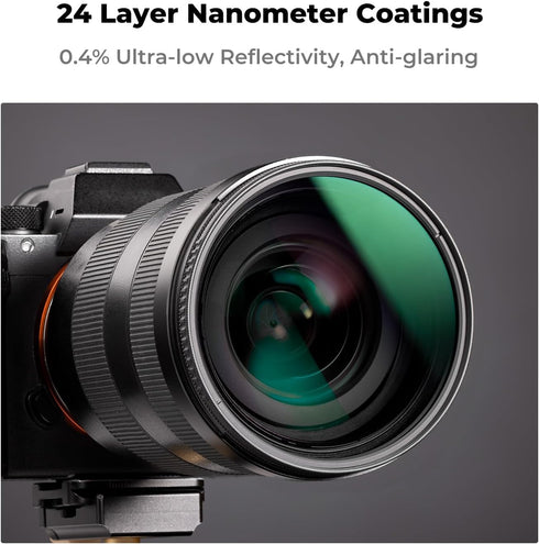 K&F Concept 52mm Circular Polarizer Lens Filter with Filter Cap, Optical Glass Ultra Slim CPL Filter with 24