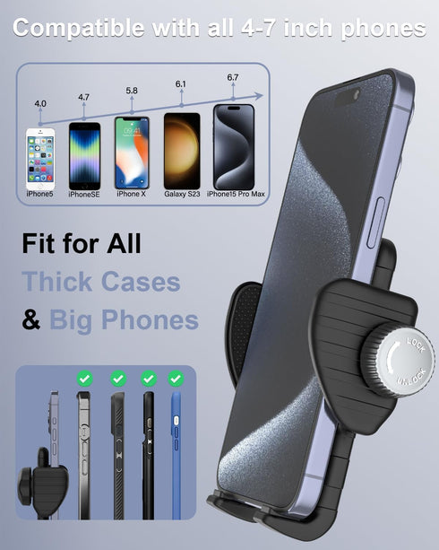 Kolasels 16/15/14/13 4-7" Gooseneck Phone Holder for Wheelchair, Bike, Spin Bike, Stroller, Boat, Mic Stand, Scooter