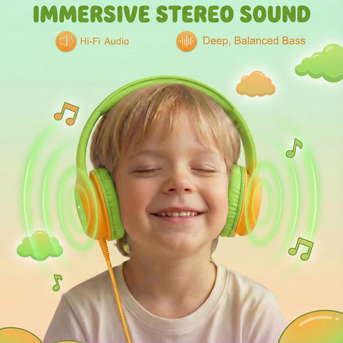85dB ADOOPE Wired Kids Headphones with USB C Plug, Safe Volume, Adjustable Headband, Tangle-Free Cord Headphones