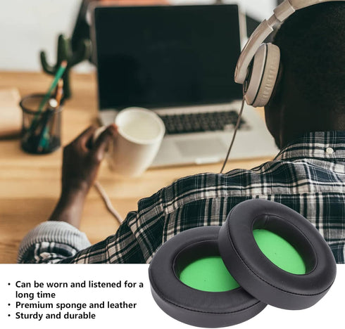 Razer Kraken 7.1 V2 Pro Headphone Ear Pads - Soft Leather Replacement Cushions (Green) for Ultimate Comfort.