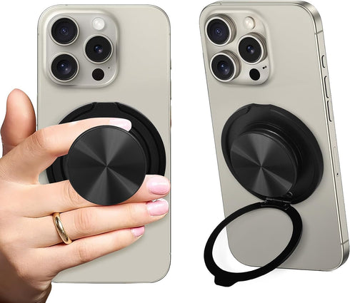 LUCKY BEAN Cell Phone Grip for Magnetic with Kickstand, Secure Hold for iPhone Magnetic Cases, Adjustable Foldable