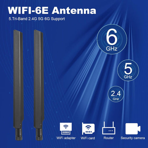 WiFi 6 6E Tri-Band 9dBi Omnidirectional WiFi Antenna for PC Desktop, Pack of 2