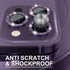 Choiche Bling Camera Lens Protector for iPhone 14 Pro/Pro Max, 9H Tempered Glass, Glitter-Purple, Metal Ring Decor.